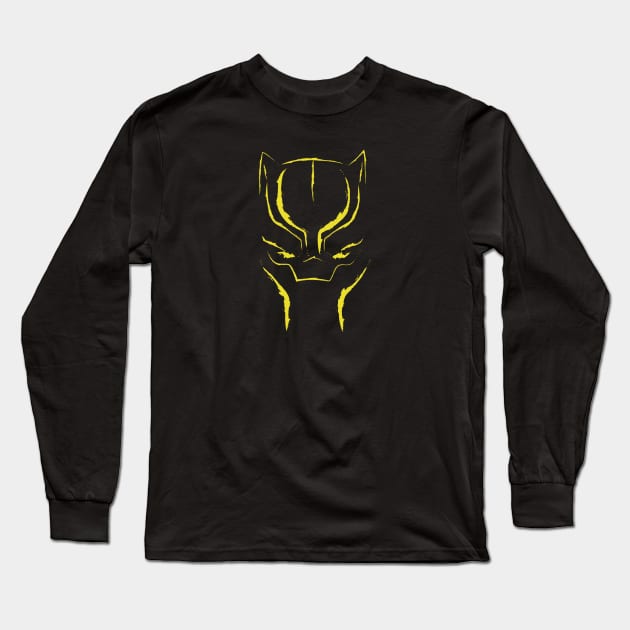 Black Panther Mask: Gold Long Sleeve T-Shirt by StephenMakesStuff